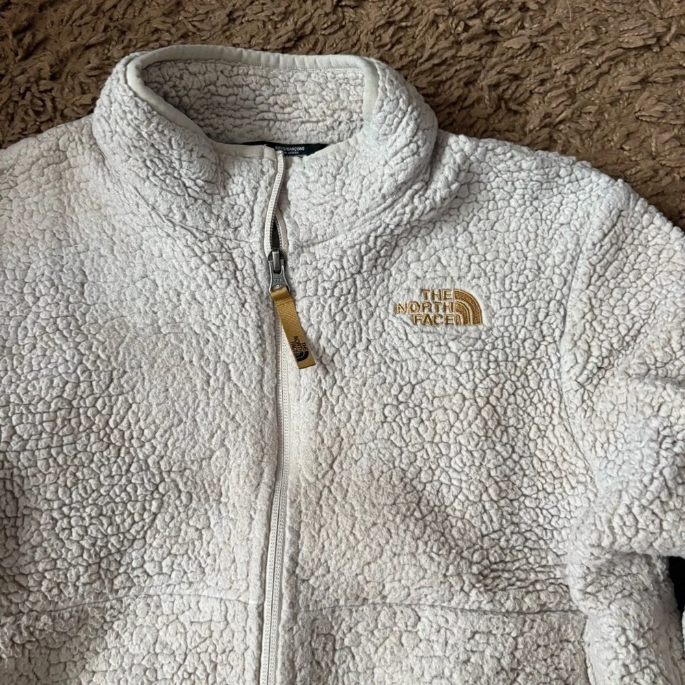 The North Face Kids White Fleece Sweatshirt Large 14/16 Off White Cream